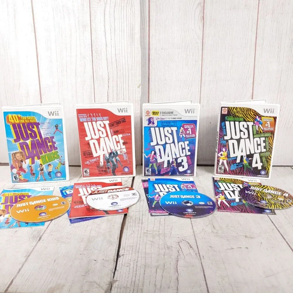 Lot of 4 - Nintendo Wii Games Just Dance 1 3 4 Kids - TESTED + WORKING